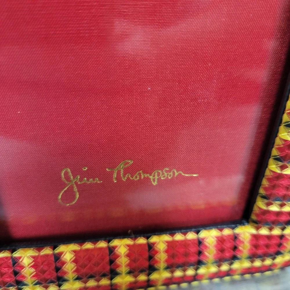 Jim Thompson‎ 3x5 Picture Frame Red Yellow Plaid Fabric Wrapped Home Decor